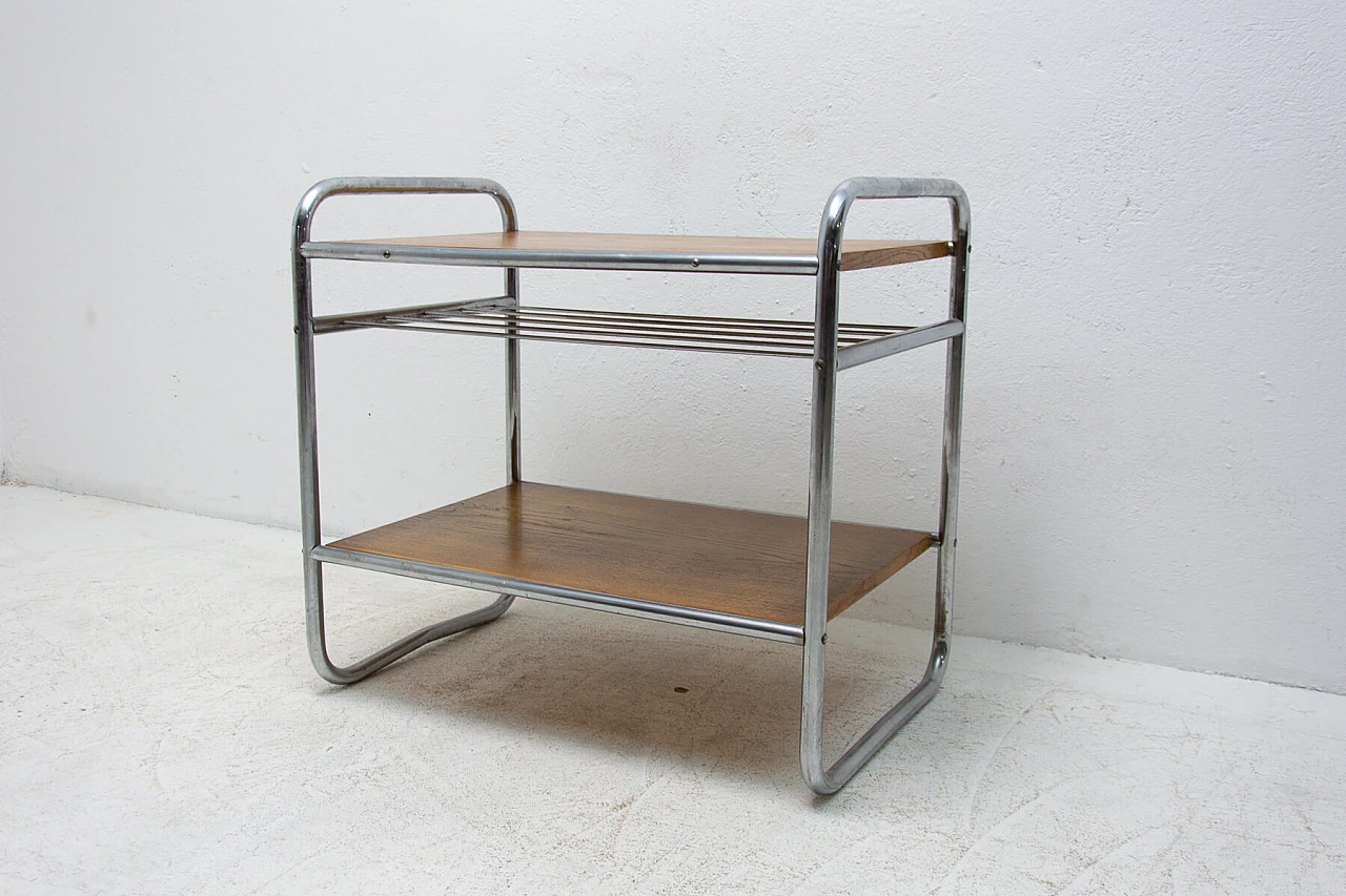 Bauhaus style coffee table in chrome and oak, 30s 1251030