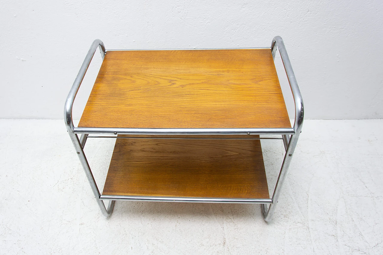Bauhaus style coffee table in chrome and oak, 30s 1251033