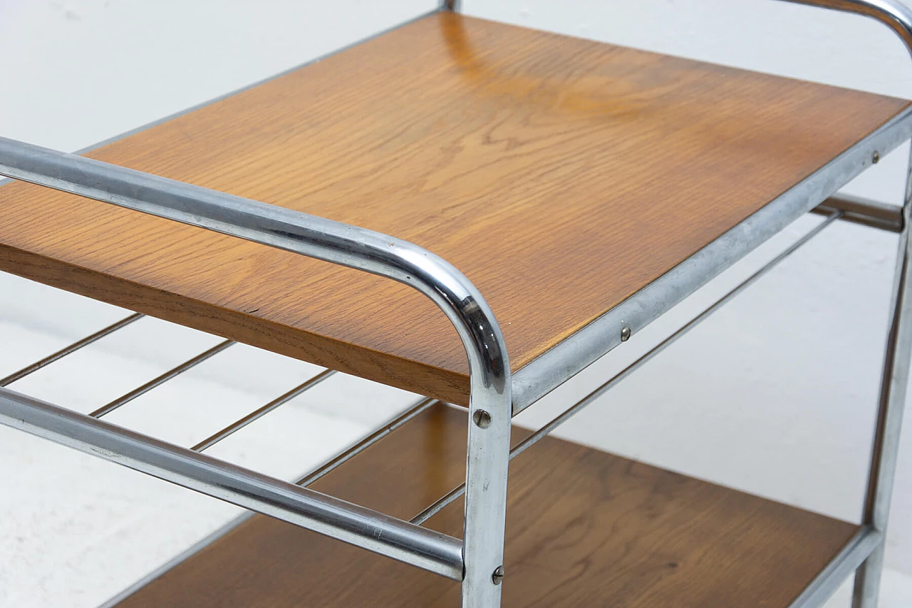 Tavolino in cromo e rovere in stile Bauhaus, anni '30 1251038