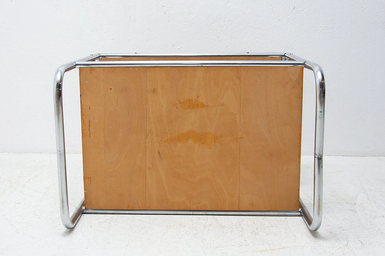 Tavolino in cromo e rovere in stile Bauhaus, anni '30 1251040