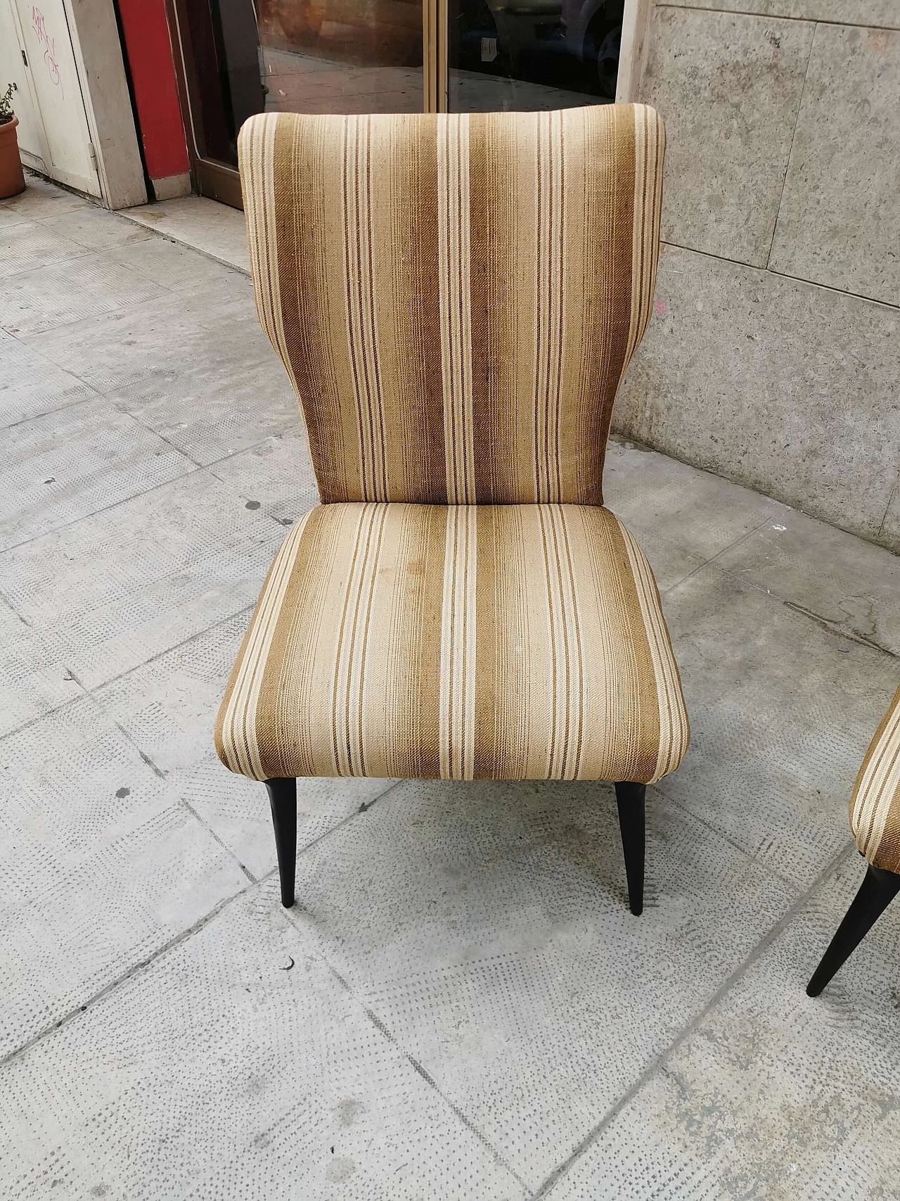 Small armchairs with high wooden feet, 50s 1251166