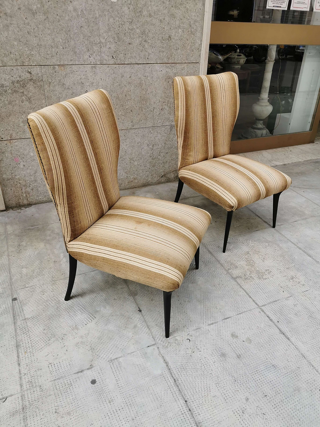 Small armchairs with high wooden feet, 50s 1251167