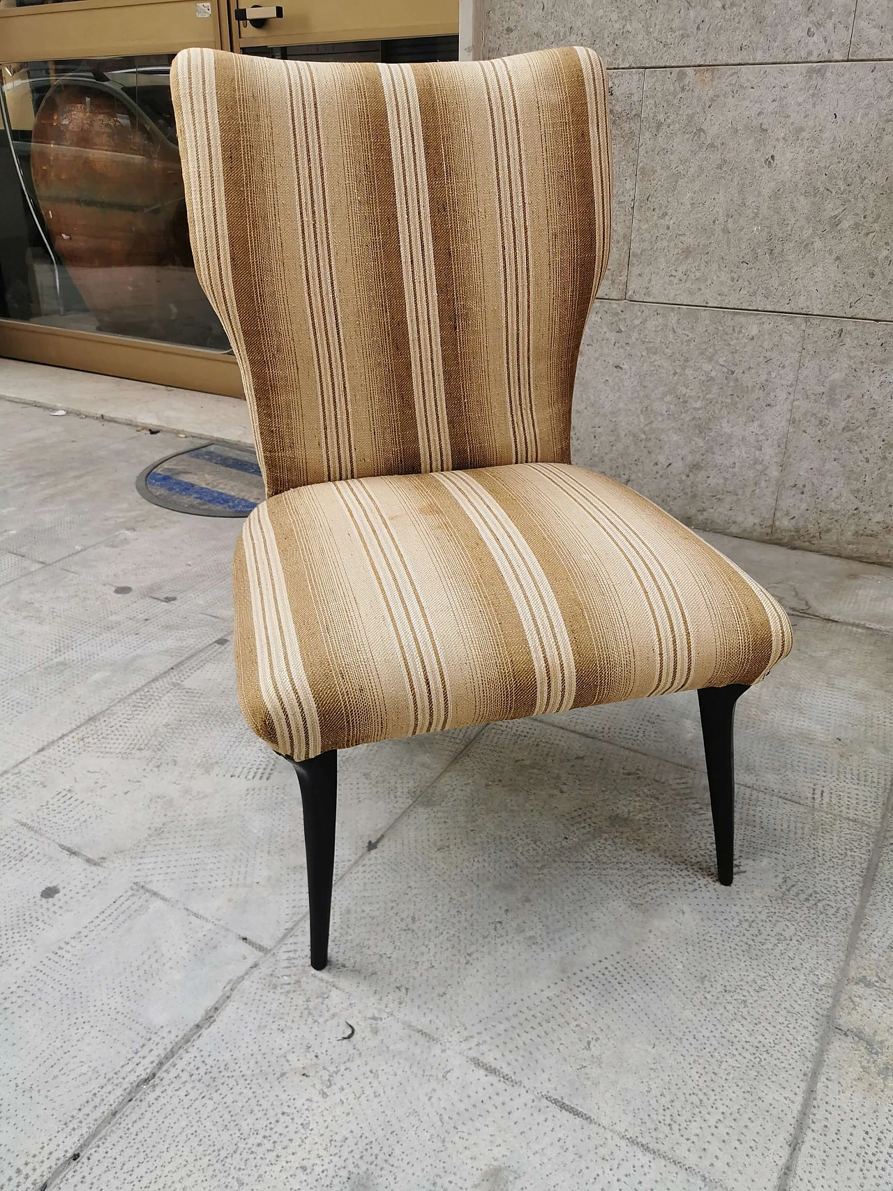 Small armchairs with high wooden feet, 50s 1251169