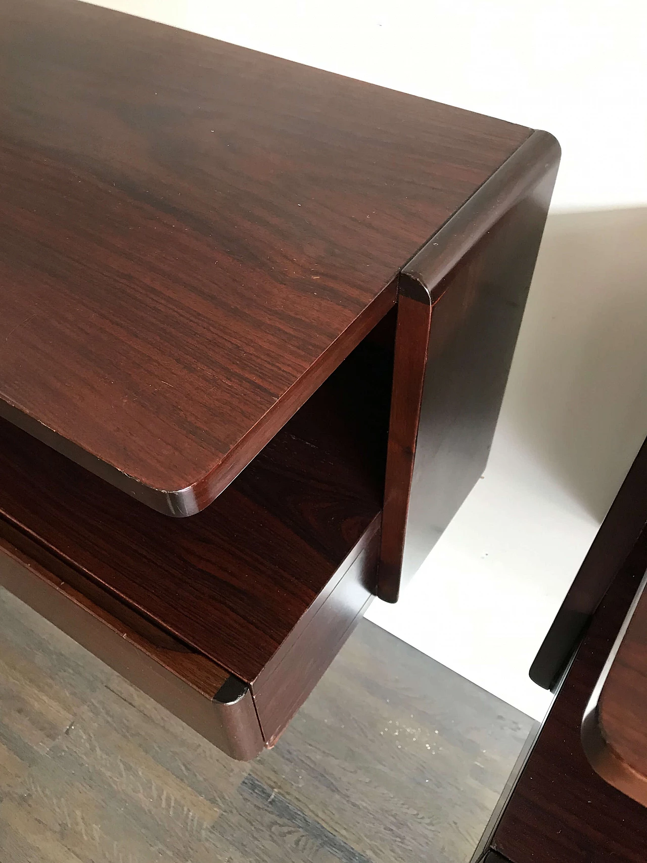 Pair of wooden hanging bedside tables, 60s 1251354