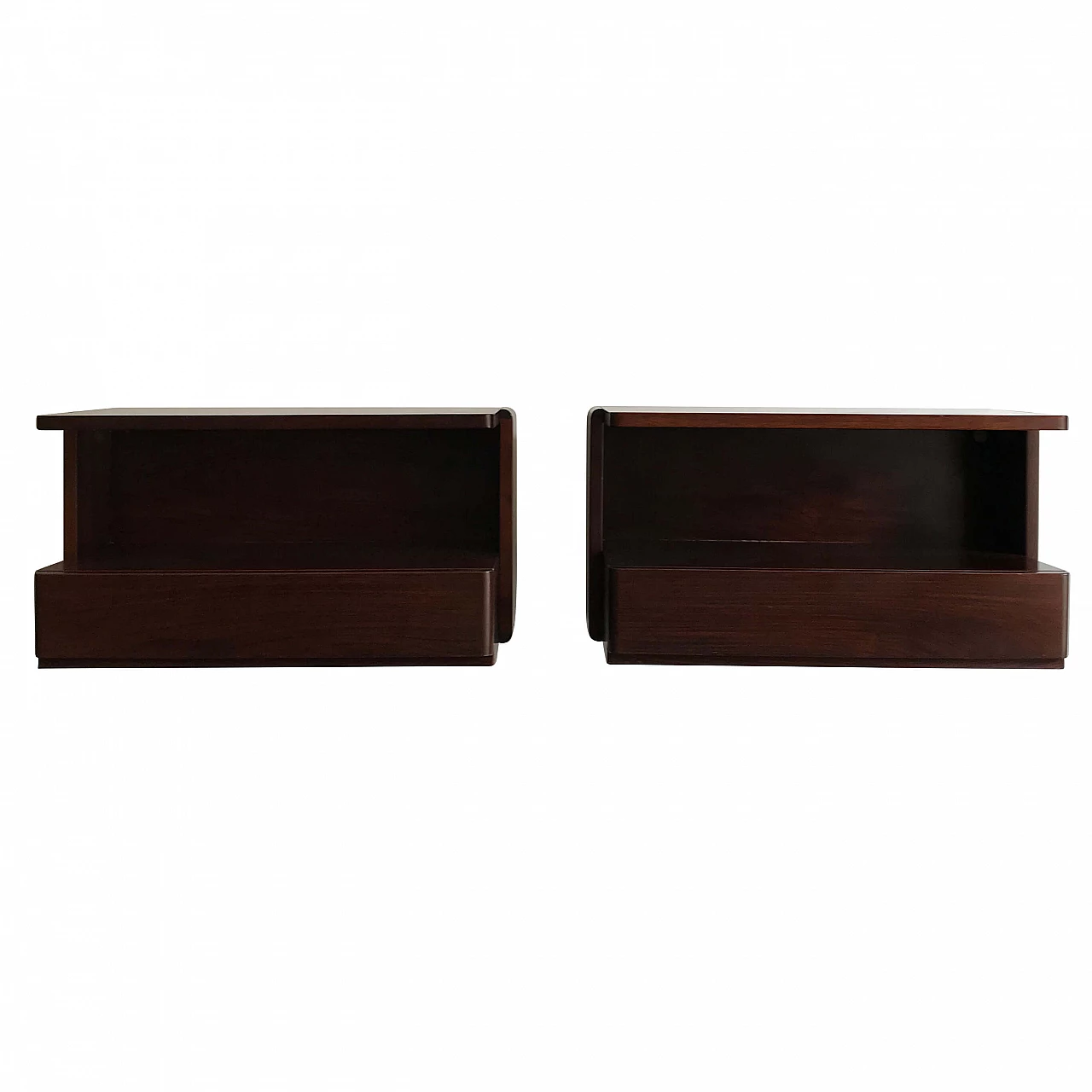 Pair of wooden hanging bedside tables, 60s 1251430