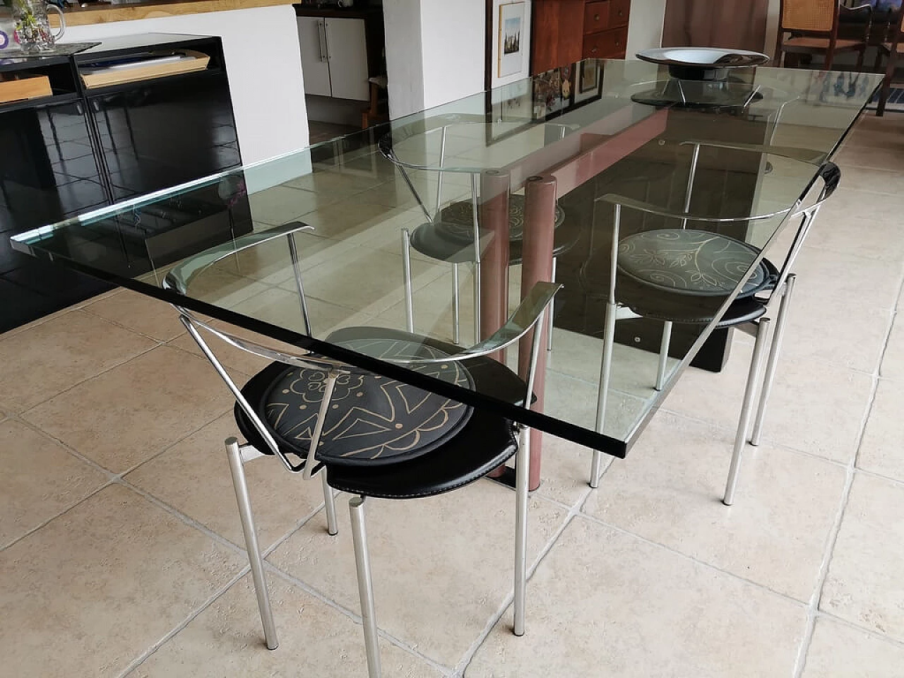 Irwin glass dining table by Franco Passarello for Saporiti Italia, 1980s 1251468