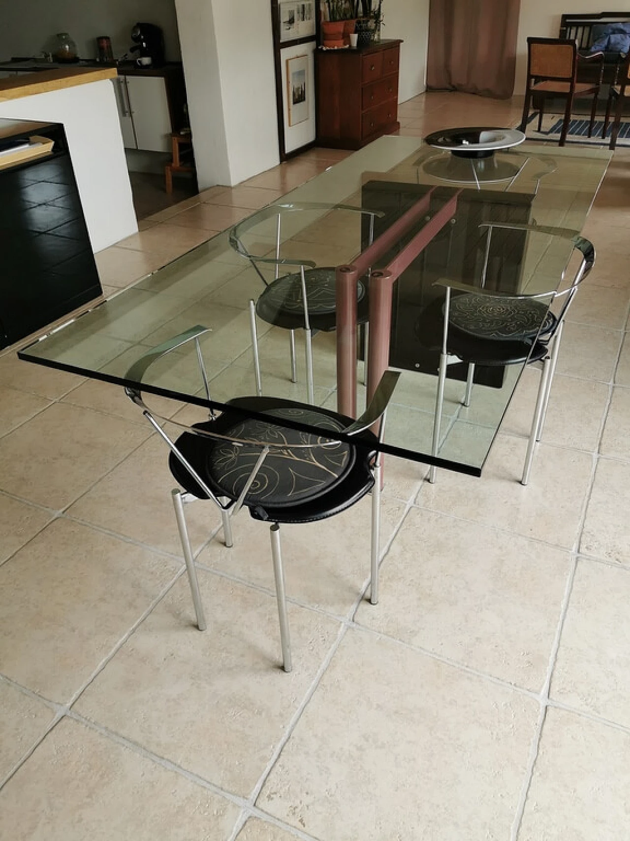 Irwin glass dining table by Franco Passarello for Saporiti Italia, 1980s 1251470