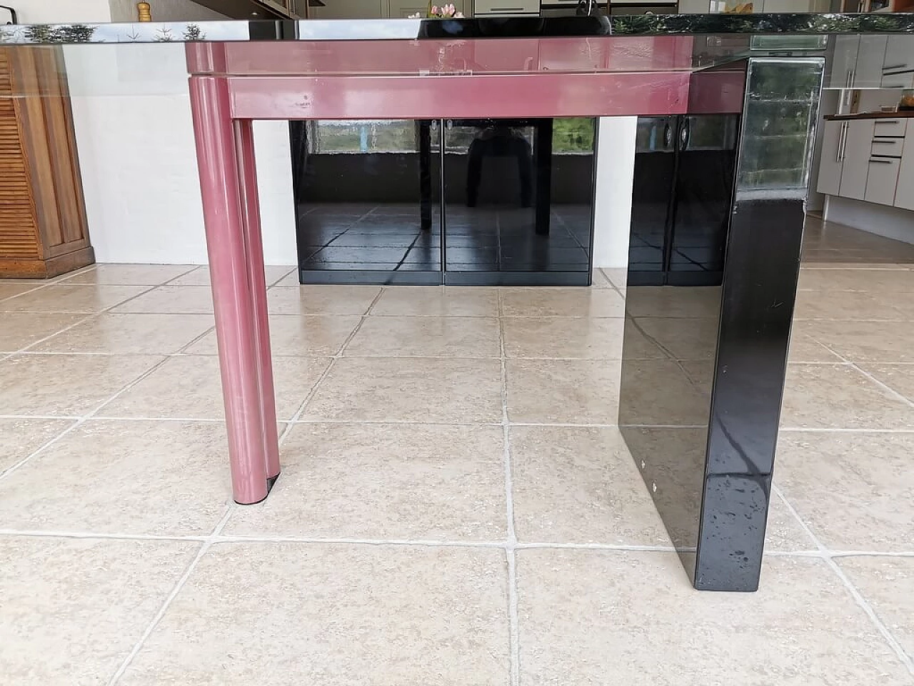 Irwin glass dining table by Franco Passarello for Saporiti Italia, 1980s 1251473