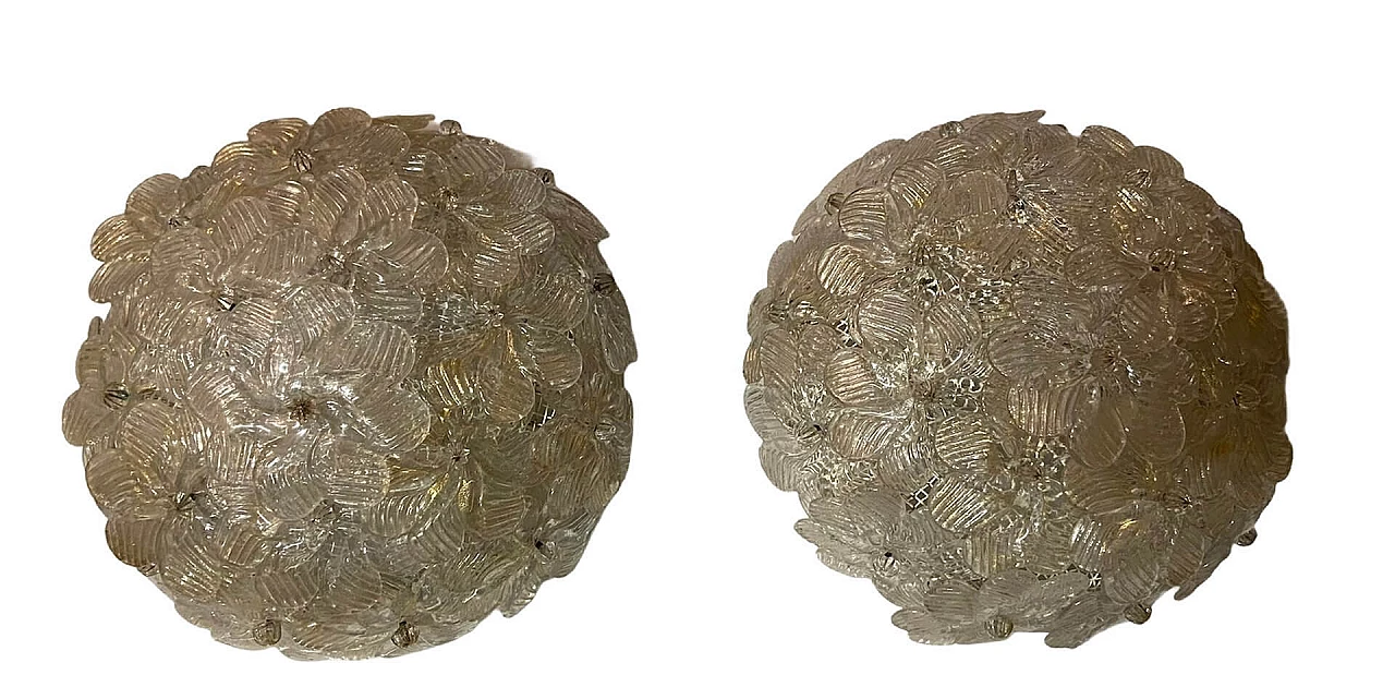 Murano glass flower ceiling lamps by Archimede Seguso, 1960s 1251629