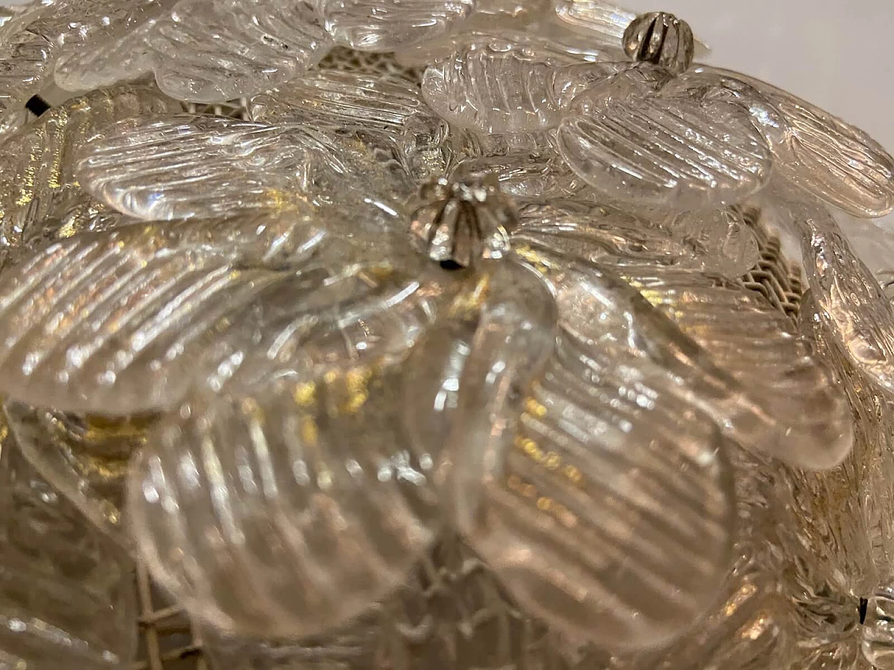 Murano glass flower ceiling lamps by Archimede Seguso, 1960s 1251633