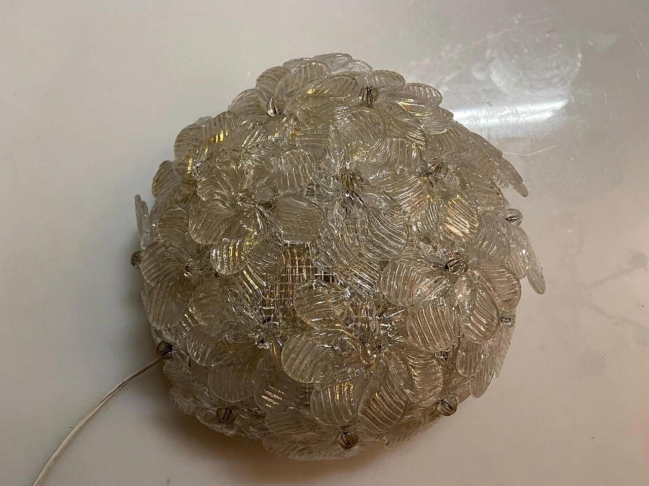 Murano glass flower ceiling lamps by Archimede Seguso, 1960s 1251634