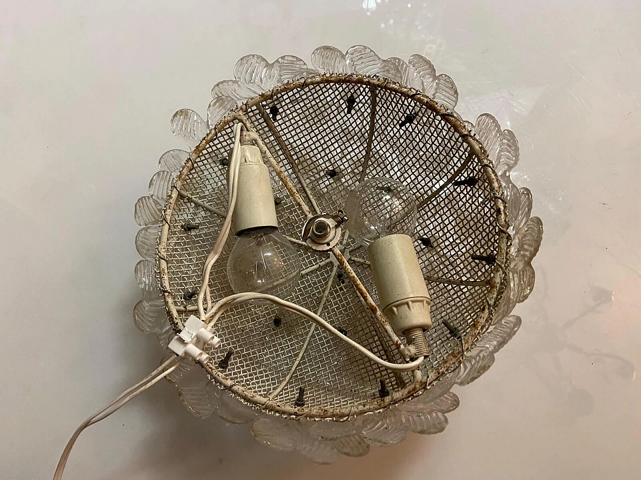 Murano glass flower ceiling lamps by Archimede Seguso, 1960s 1251636