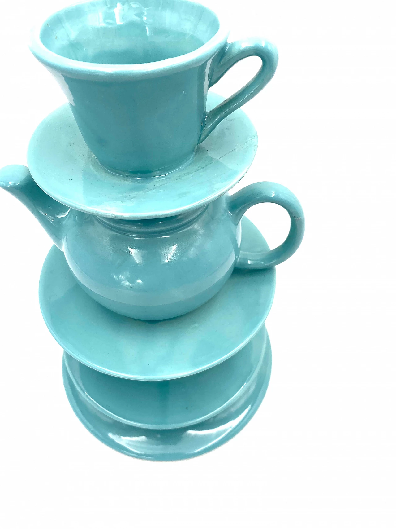 Vase in the shape of stacked blue teacups, 80s 1251803