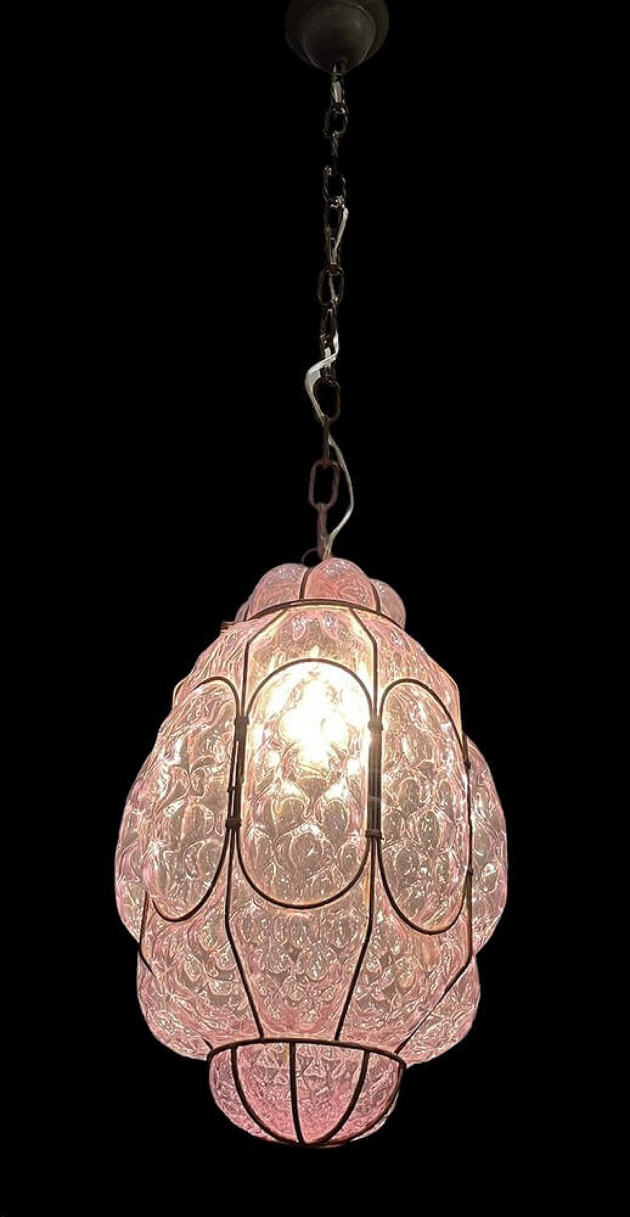 Lanterna in vetro di Murano con cornice in metallo, anni '60 1251886