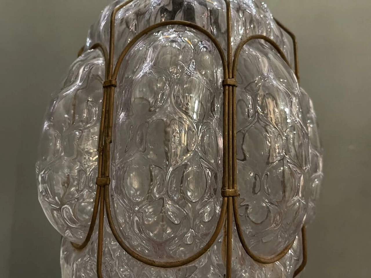 Murano glass lantern with metal frame, 60s 1251888