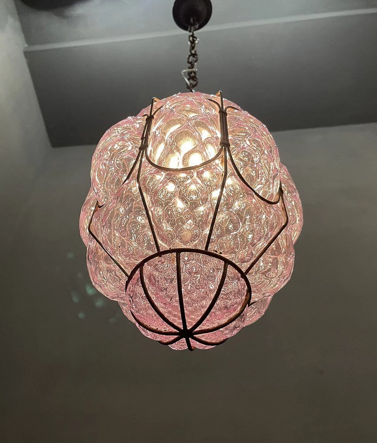 Lanterna in vetro di Murano con cornice in metallo, anni '60 1251889