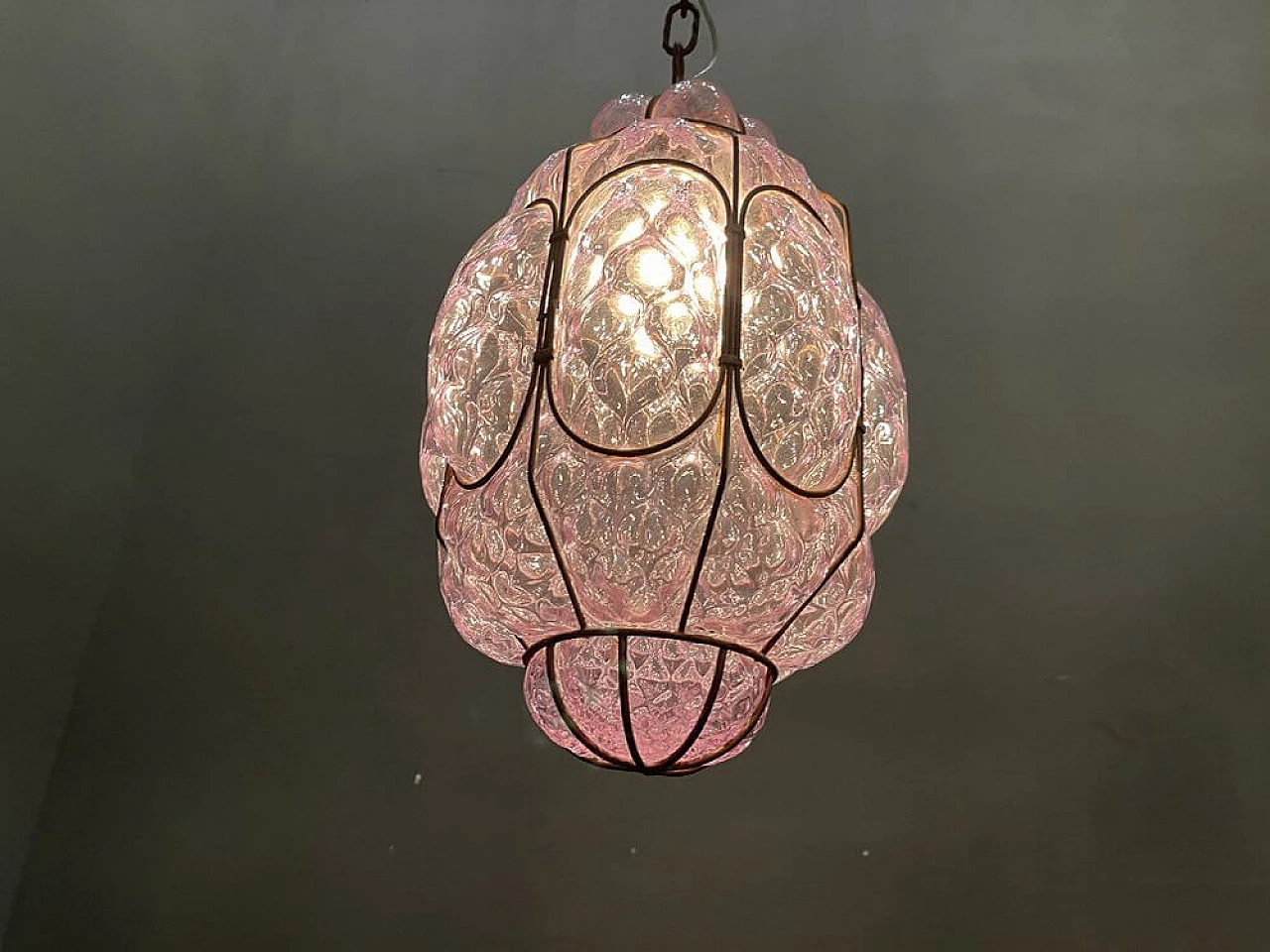 Murano glass lantern with metal frame, 60s 1251890