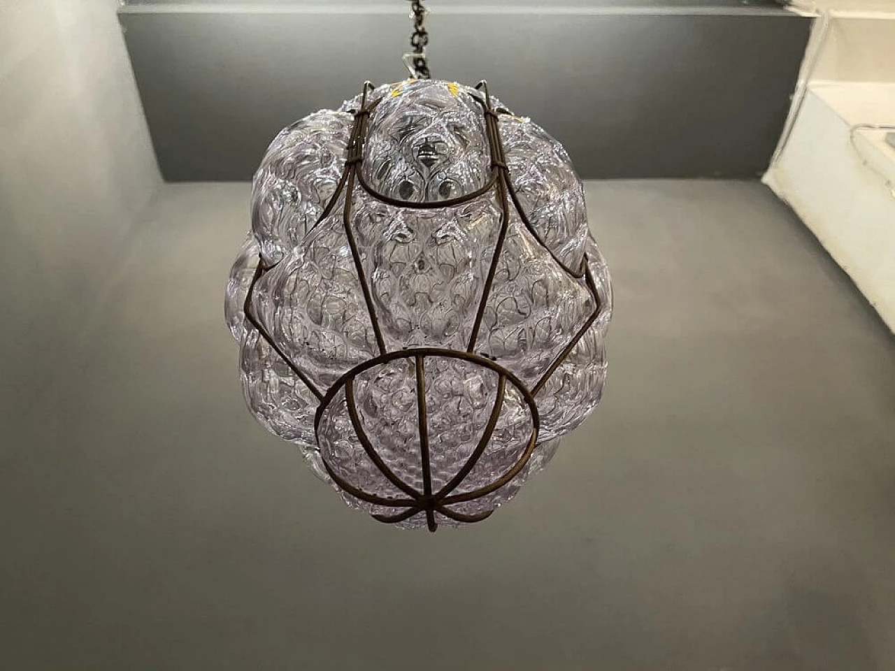 Murano glass lantern with metal frame, 60s 1251891