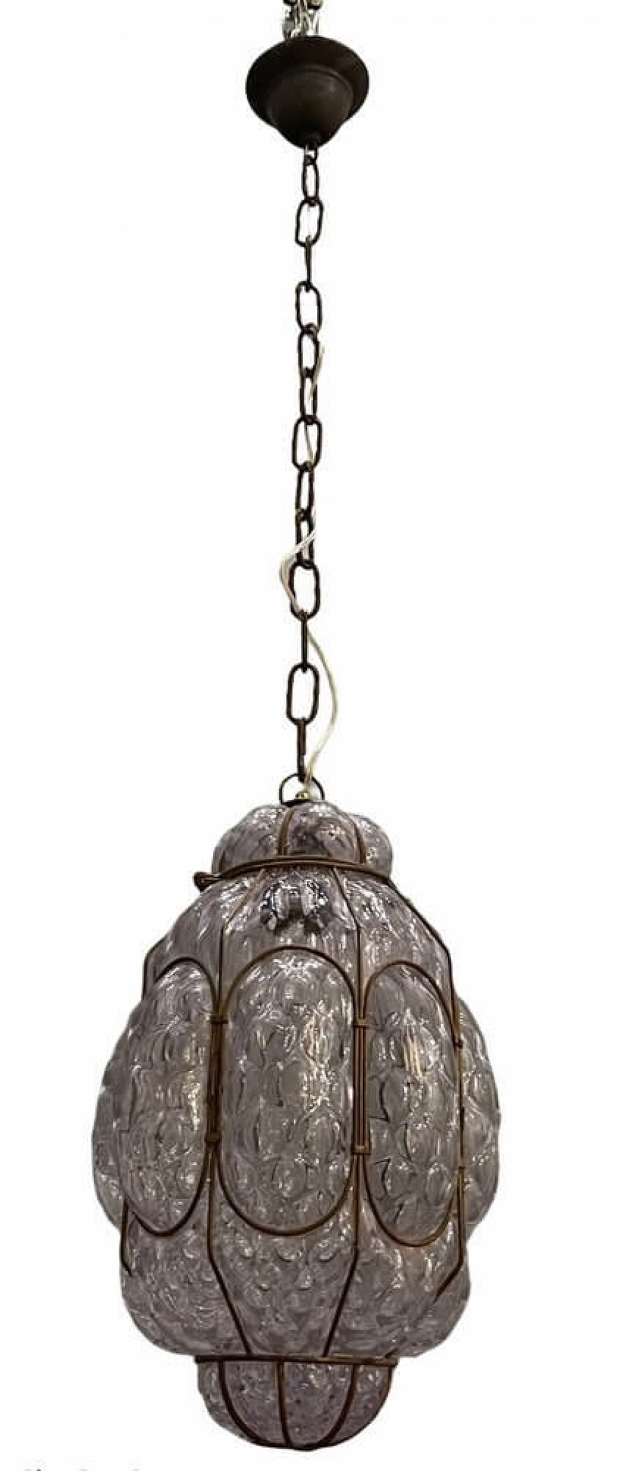 Murano glass lantern with metal frame, 60s 1251893