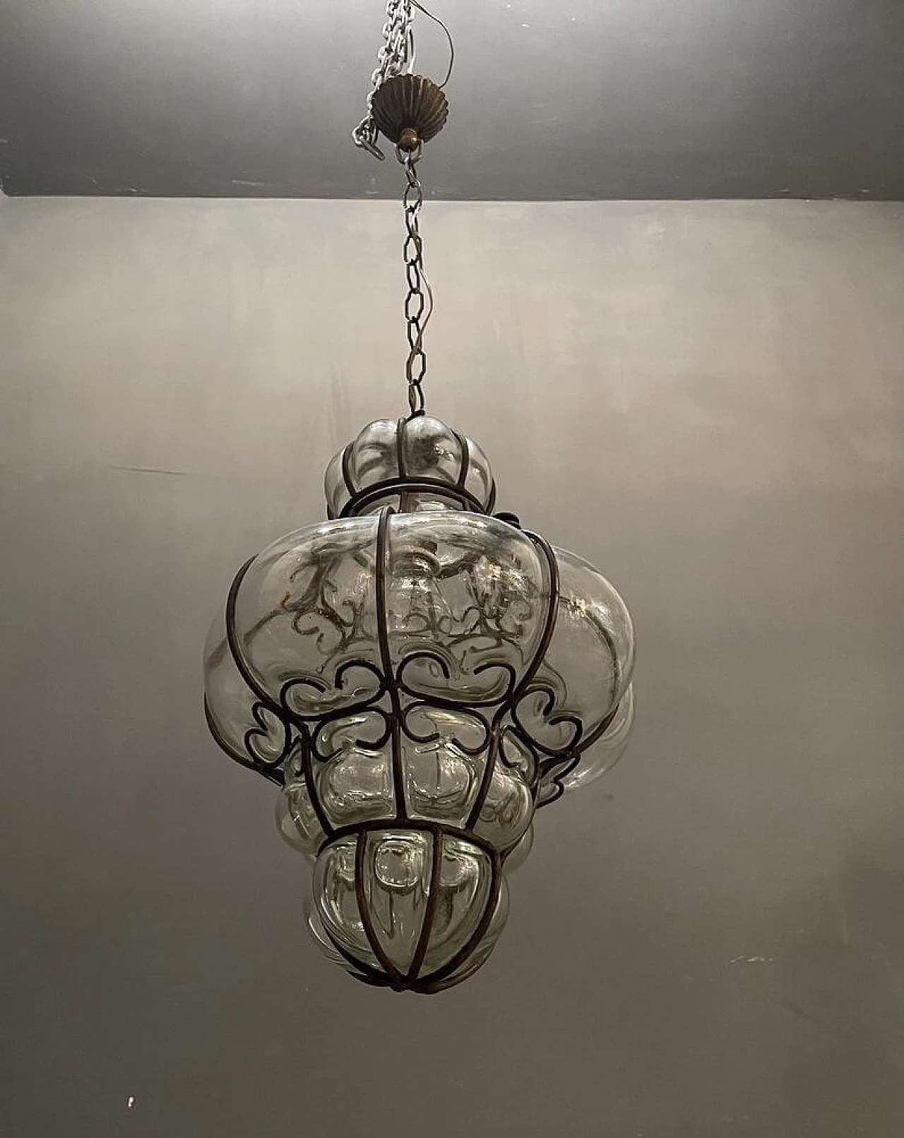 Murano glass lantern with iron frame, 50s 1251894