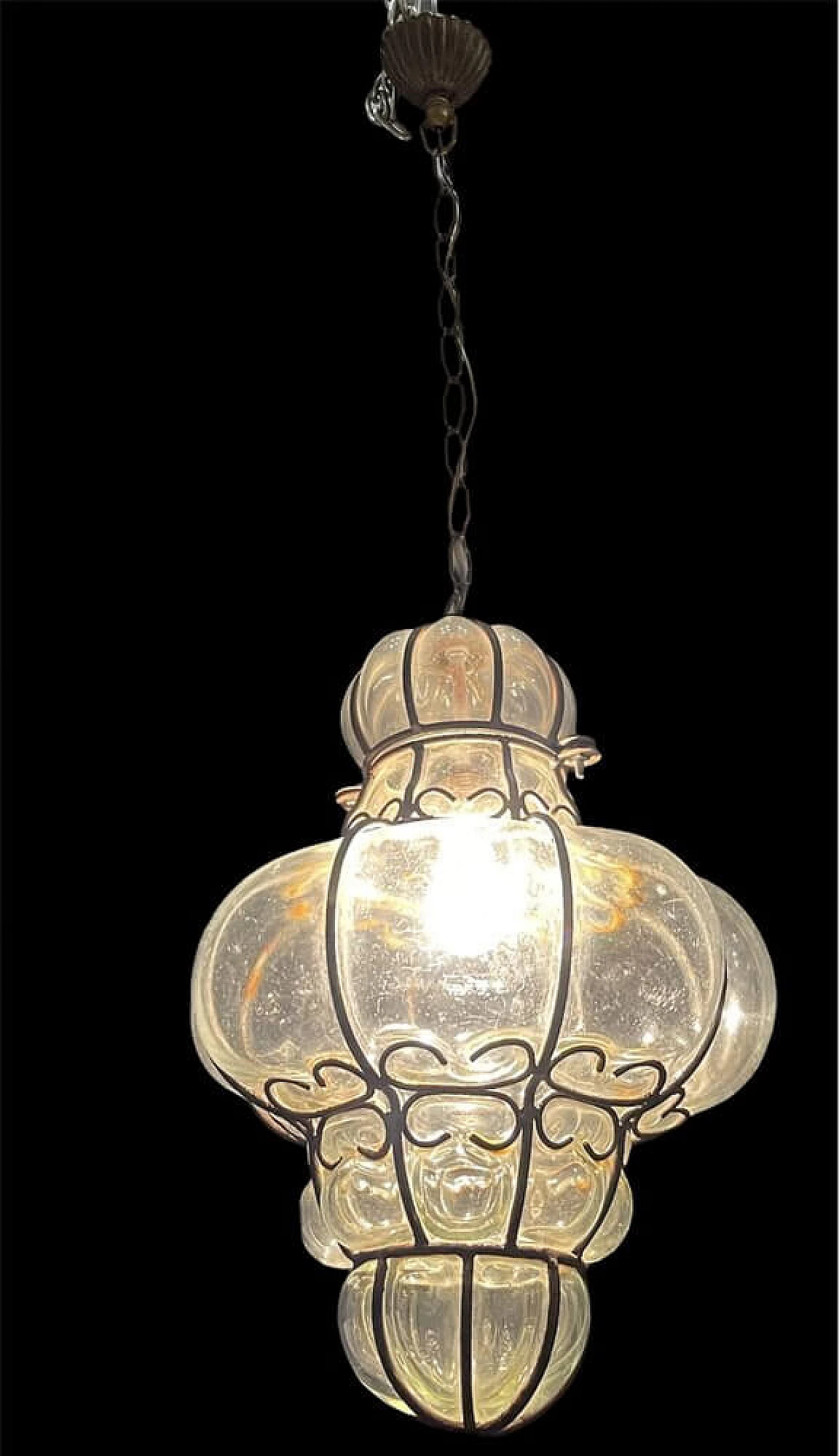 Murano glass lantern with iron frame, 50s 1251896