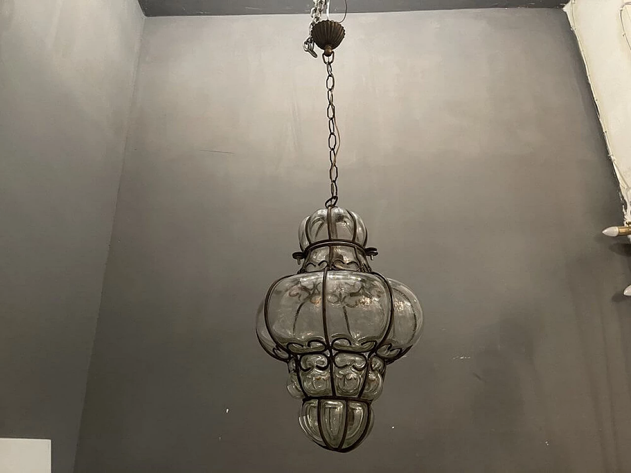 Murano glass lantern with iron frame, 50s 1251897