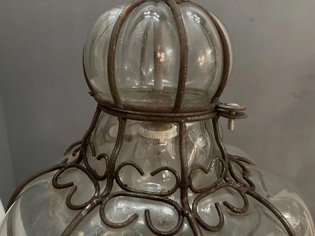 Murano glass lantern with iron frame, 50s 1251898