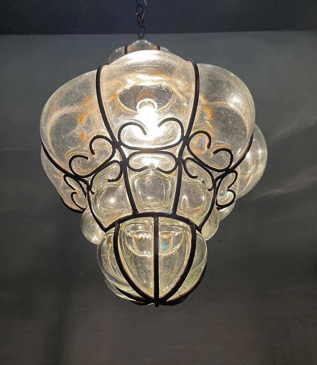 Murano glass lantern with iron frame, 50s 1251899