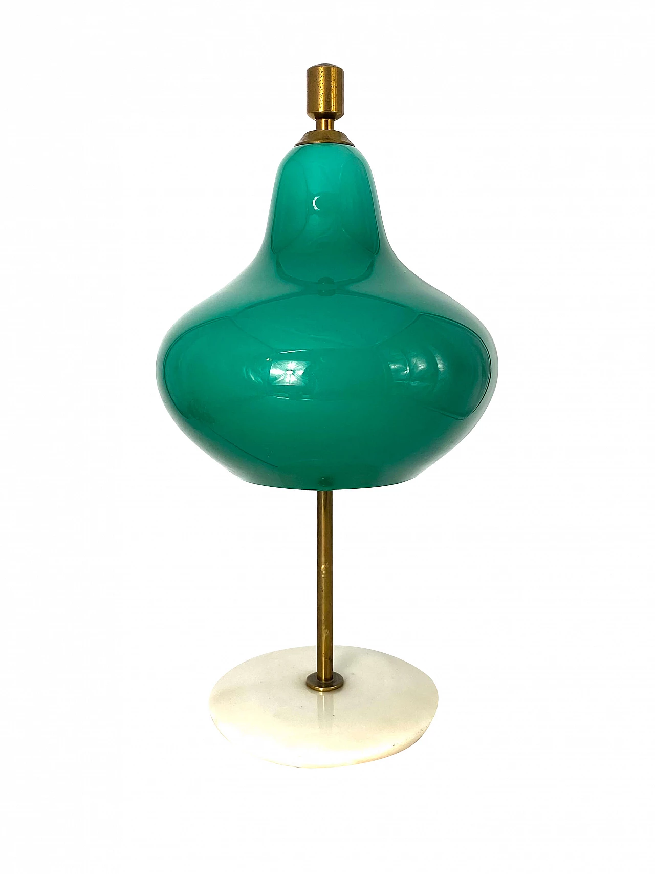 Lampada da tavolo in vetro verde, anni '50 1251933