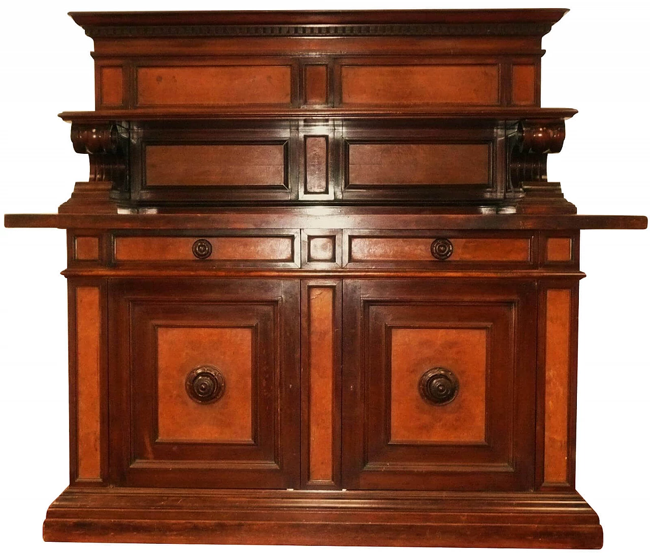 Large Tuscan sideboard in walnut and maple root, late 19th century 1251936