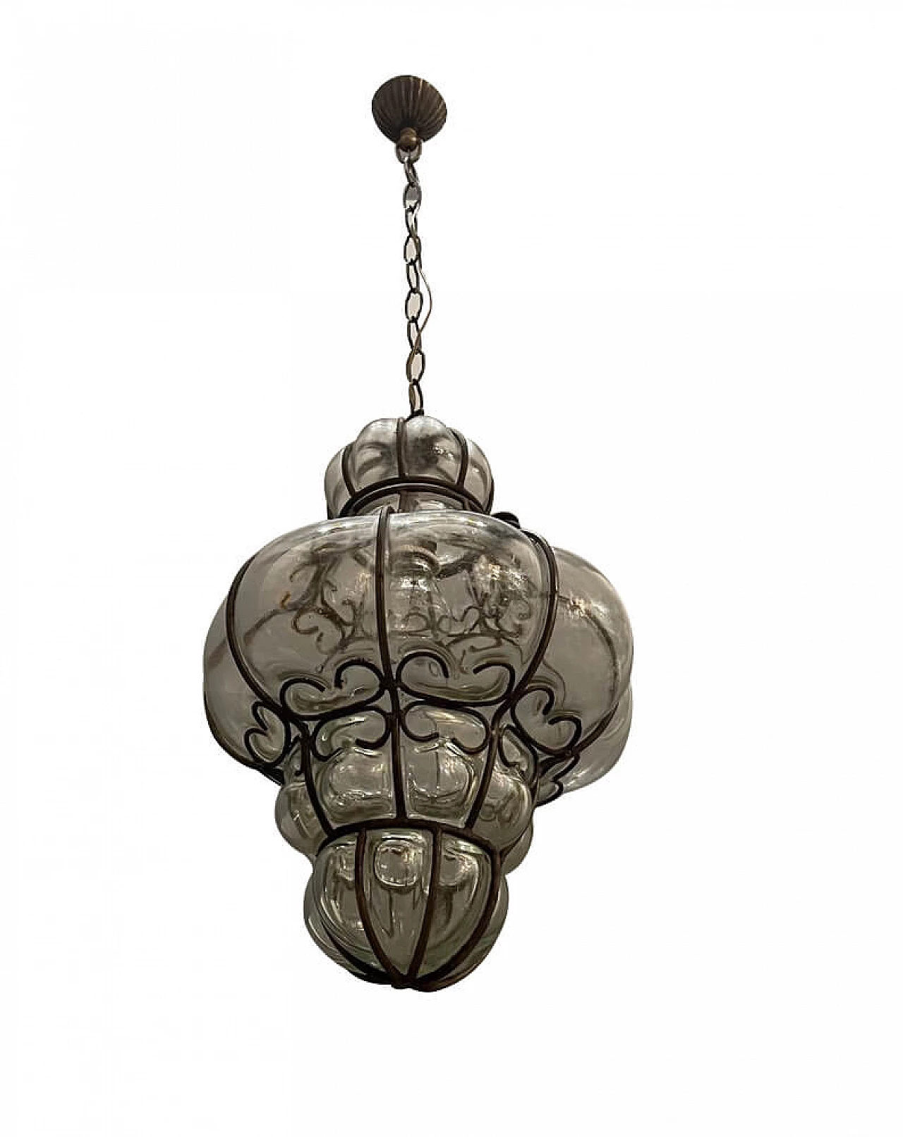 Murano glass lantern with iron frame, 50s 1251952