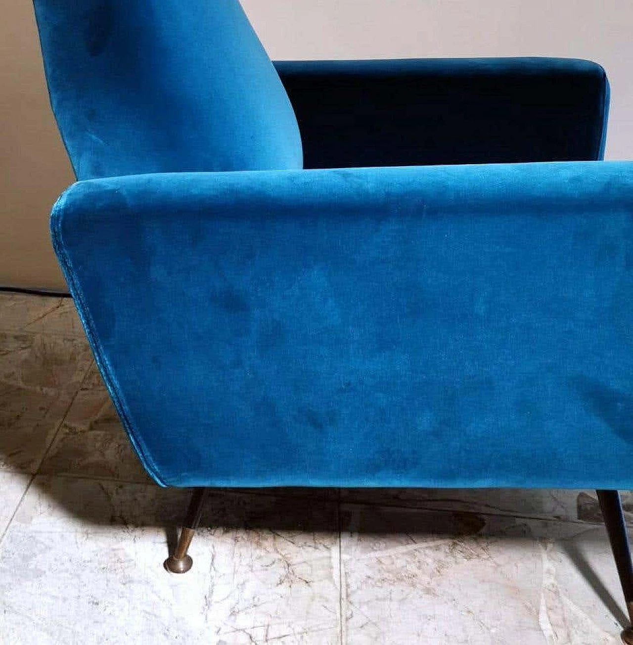 Armchair in ottanio velvet and brass, 60s 1252047