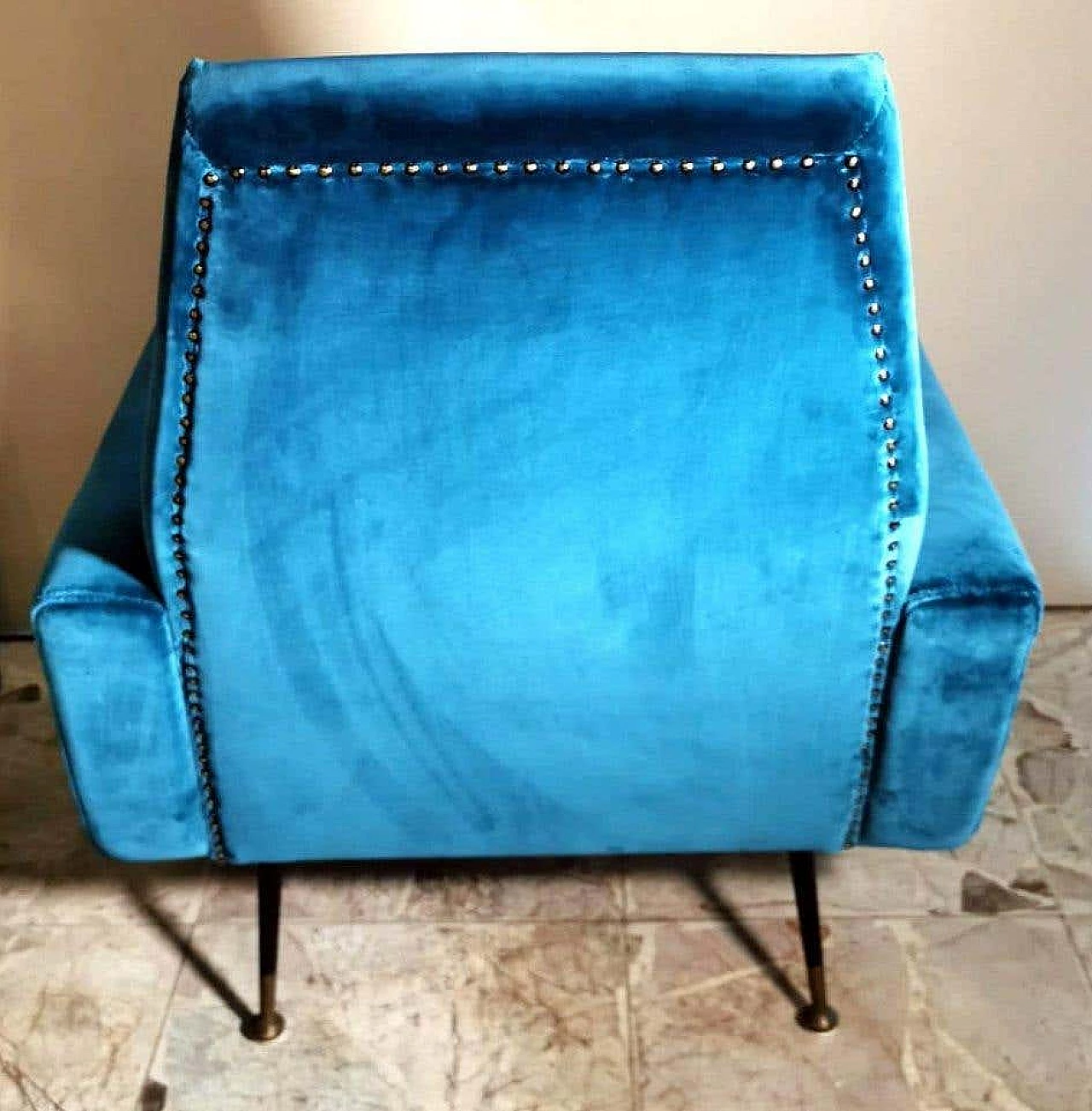 Armchair in ottanio velvet and brass, 60s 1252048