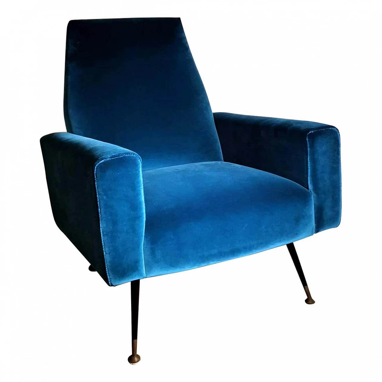 Armchair in ottanio velvet and brass, 60s 1252053