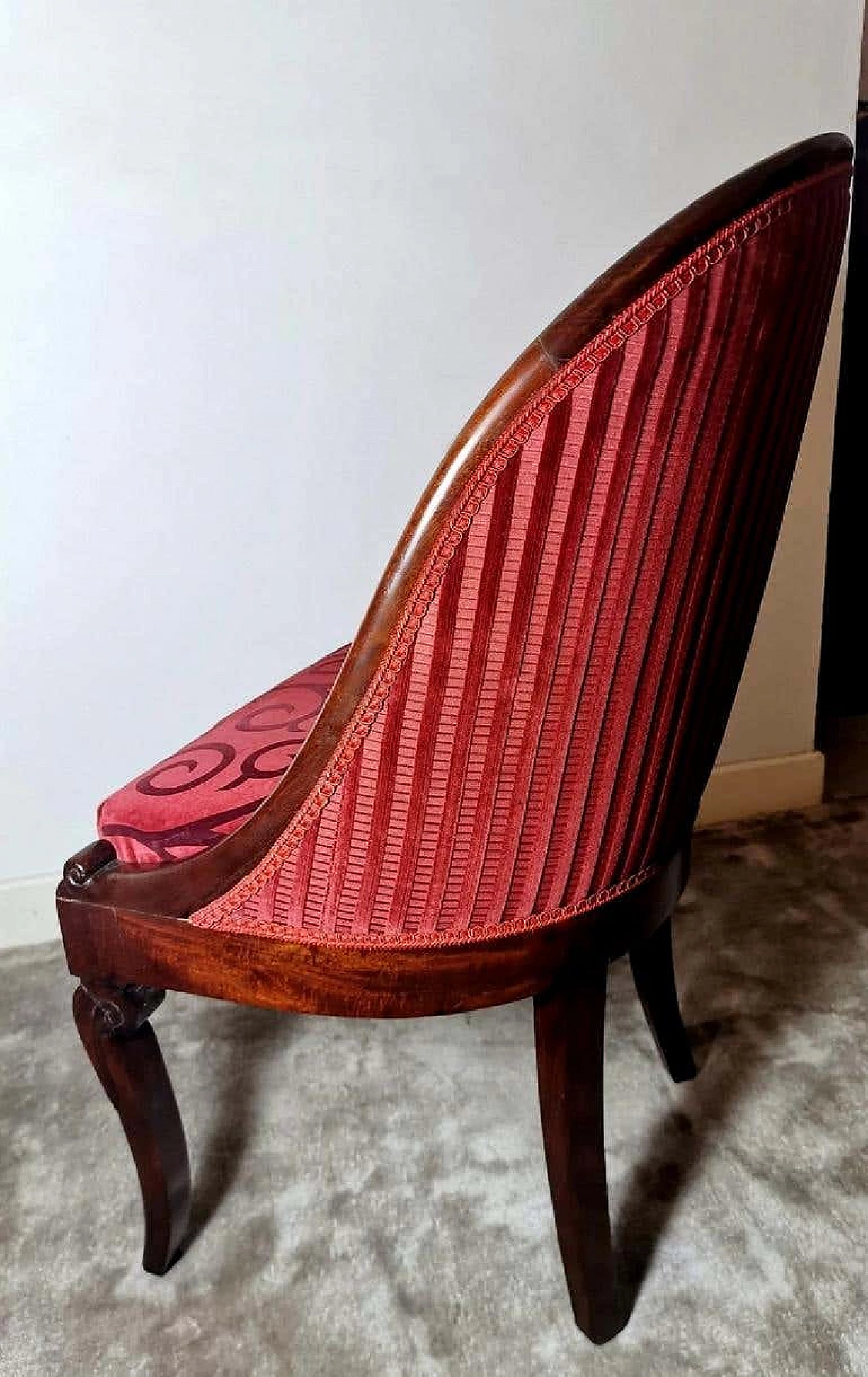 Late Empire cockpit chair in mahogany and Dedar velvet, 19th century 1252117