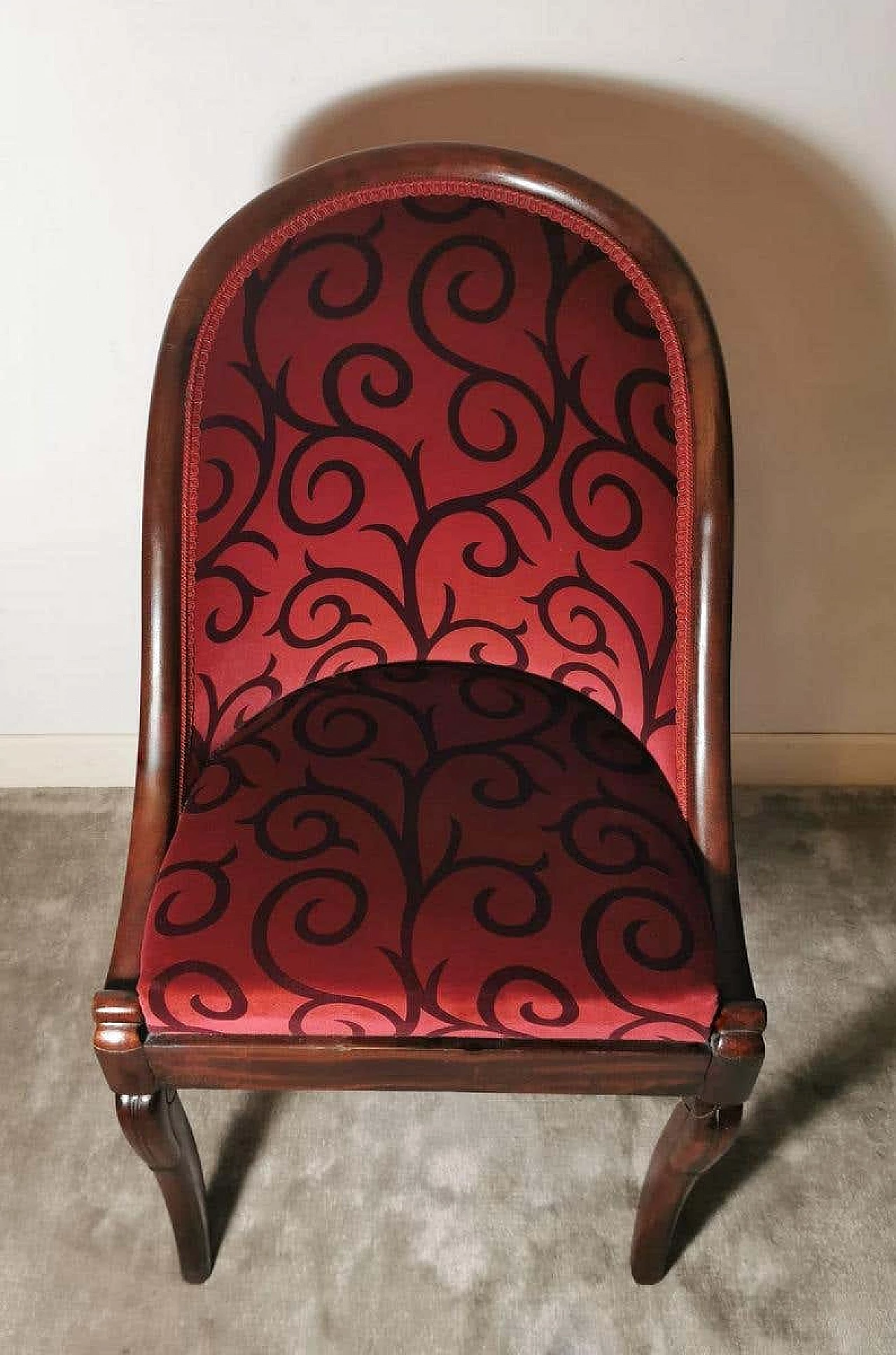 Late Empire cockpit chair in mahogany and Dedar velvet, 19th century 1252118
