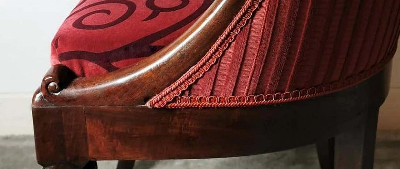 Late Empire cockpit chair in mahogany and Dedar velvet, 19th century 1252121