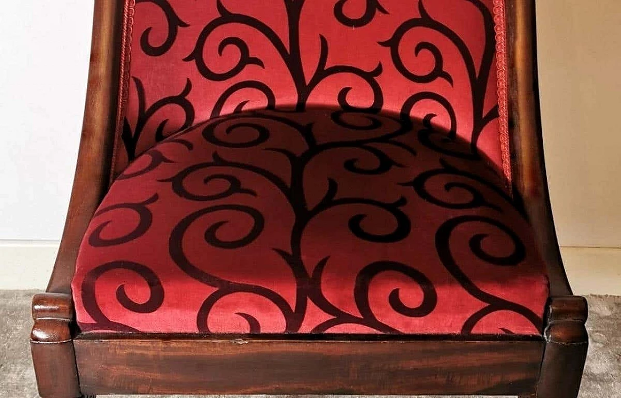 Late Empire cockpit chair in mahogany and Dedar velvet, 19th century 1252122