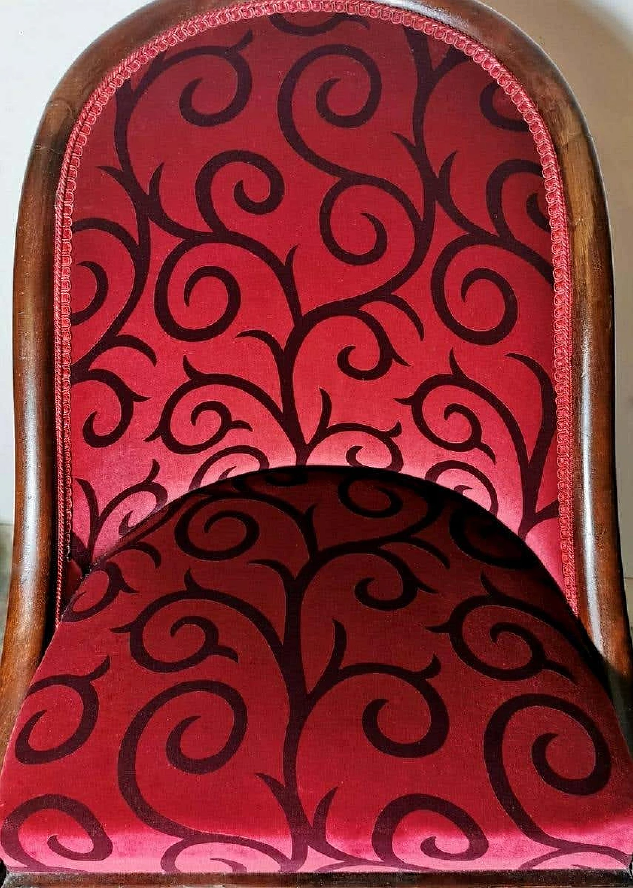 Late Empire cockpit chair in mahogany and Dedar velvet, 19th century 1252124