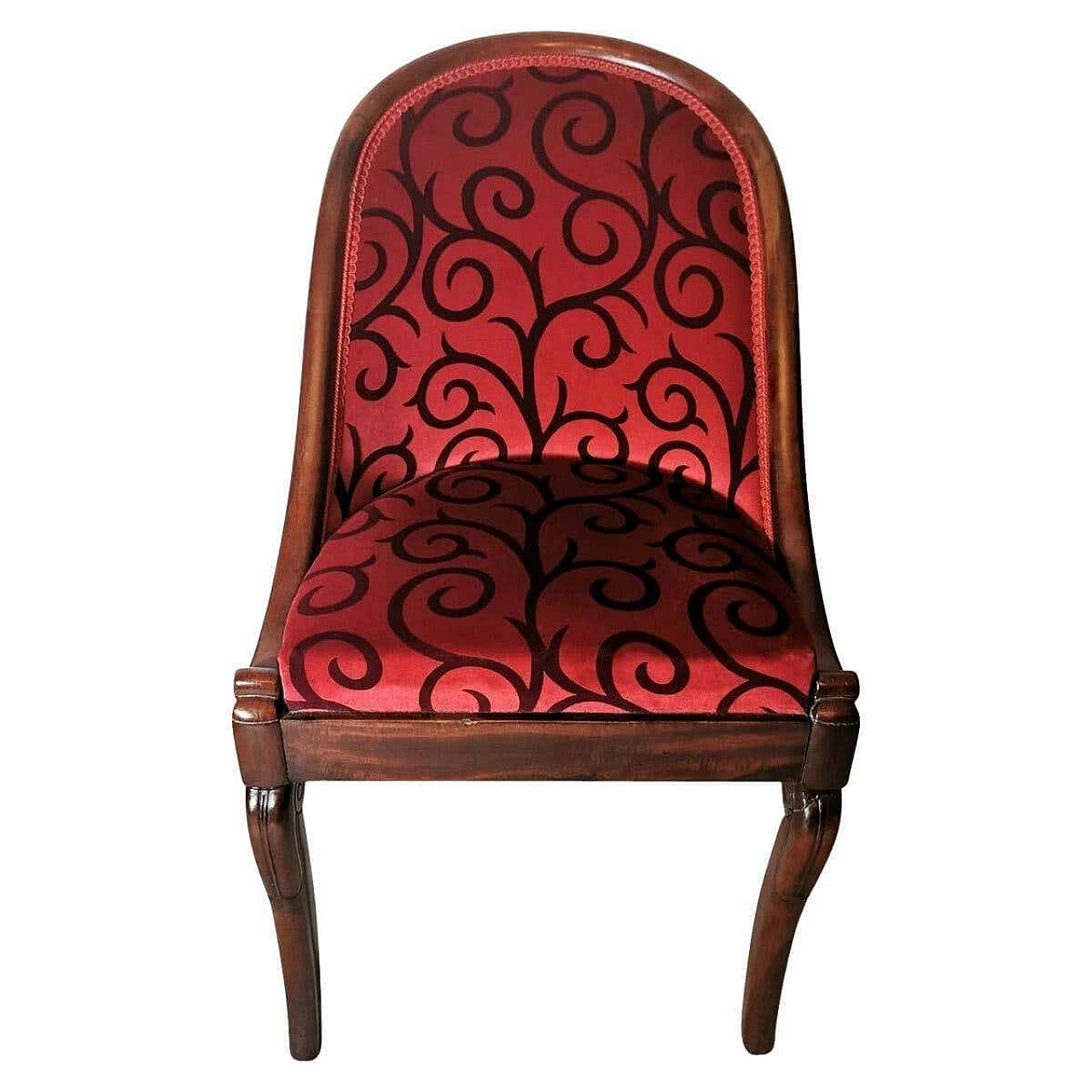 Late Empire cockpit chair in mahogany and Dedar velvet, 19th century 1252131