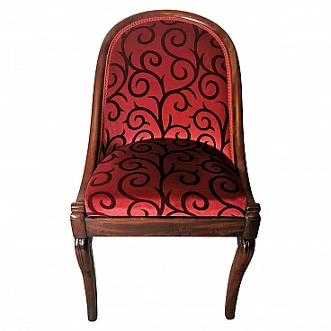 Late Empire cockpit chair in mahogany and Dedar velvet, 19th century