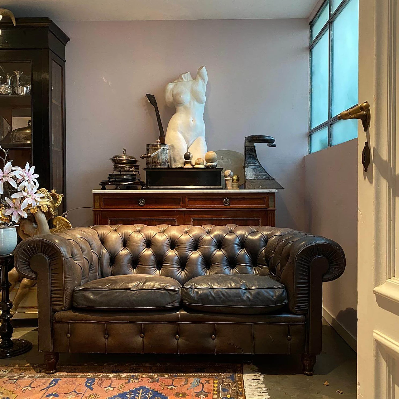 Divano Chesterfield in pelle, anni '60 1252310