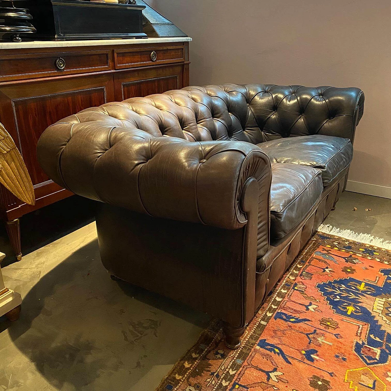 Divano Chesterfield in pelle, anni '60 1252312