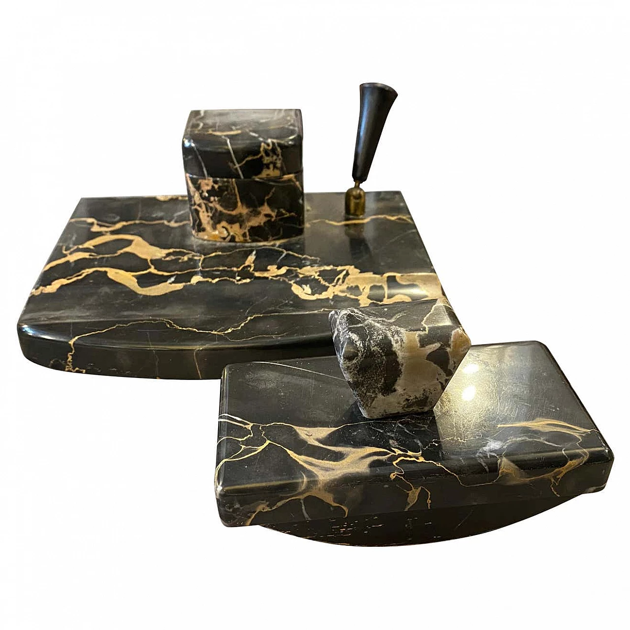 Art Deco desk set in Portoro marble, 30s 1252464