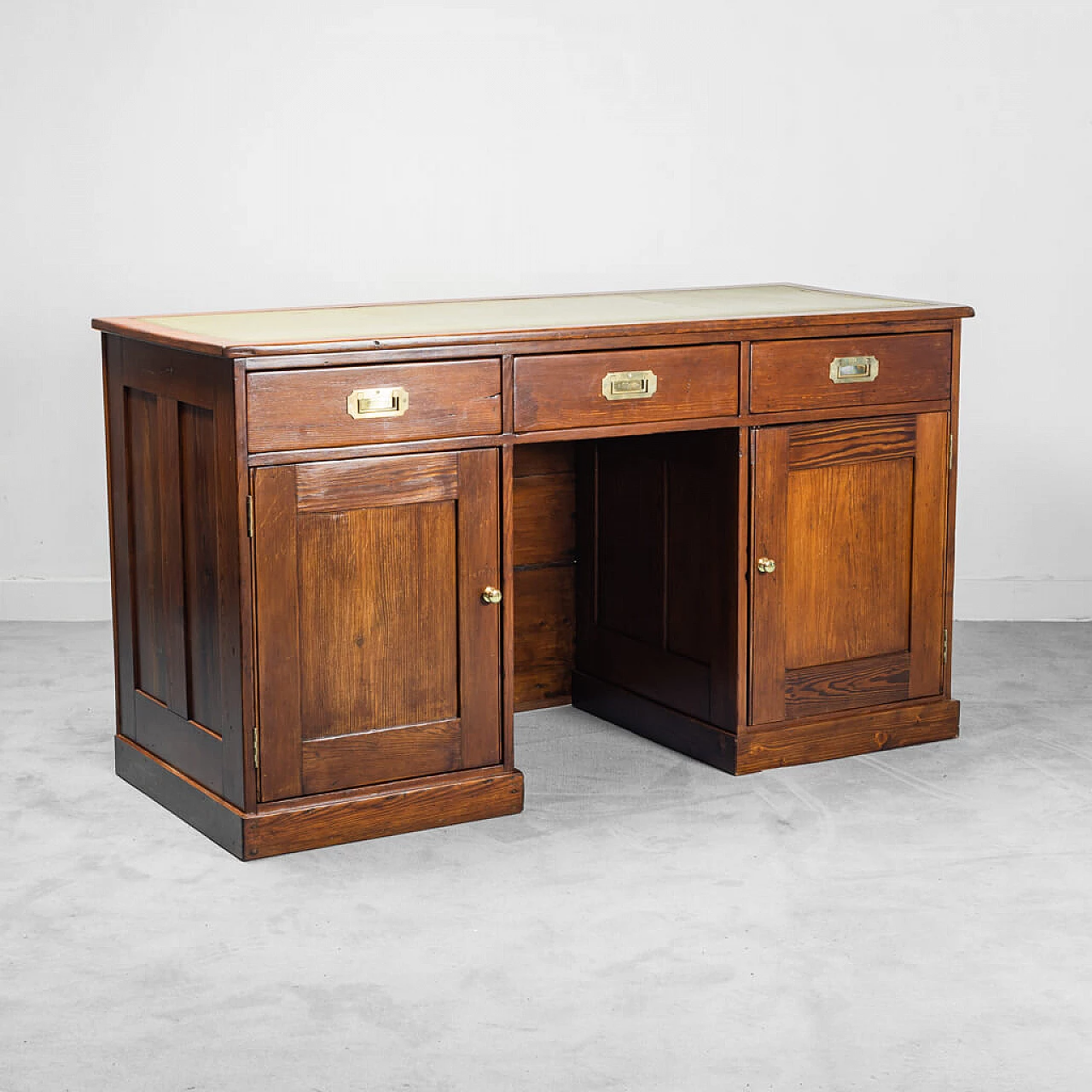 Wooden and leather desk, early 20th century 1252533