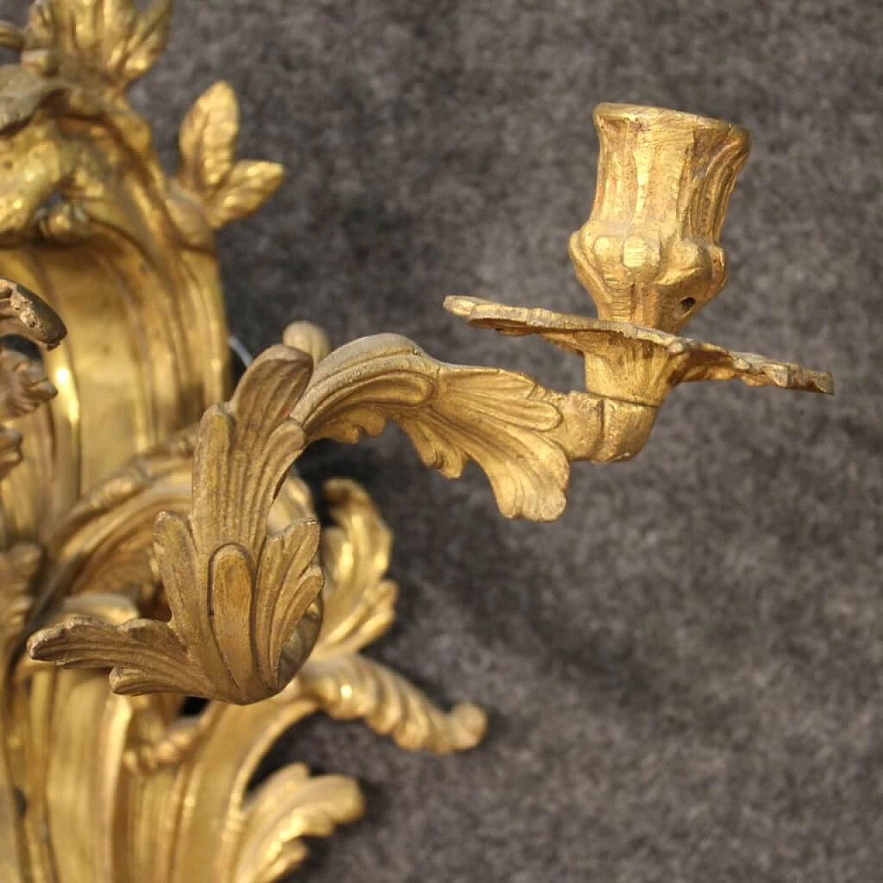 Pair of french wall sconces in gilded bronze in Louis XV style 1252593