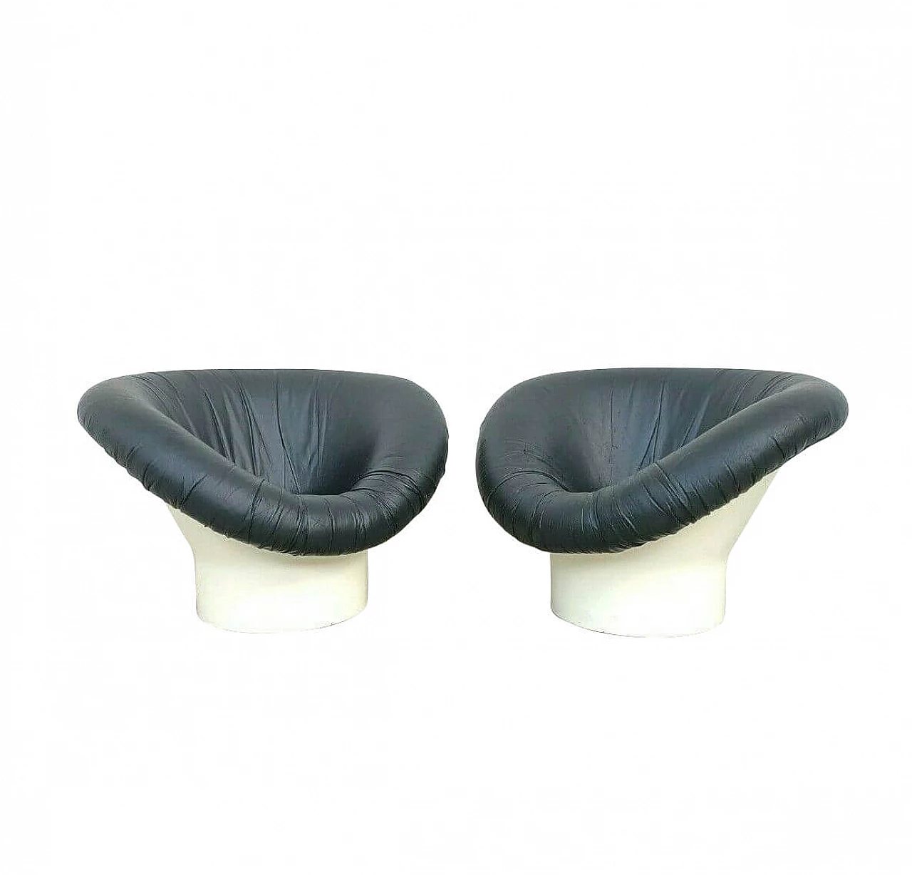 Pair of Korkus armchairs in fiberglass and leather by Lennart Bender for Ufferts, 70s 1252665