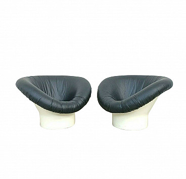 Pair of Korkus armchairs in fiberglass and leather by Lennart Bender for Ufferts, 70s