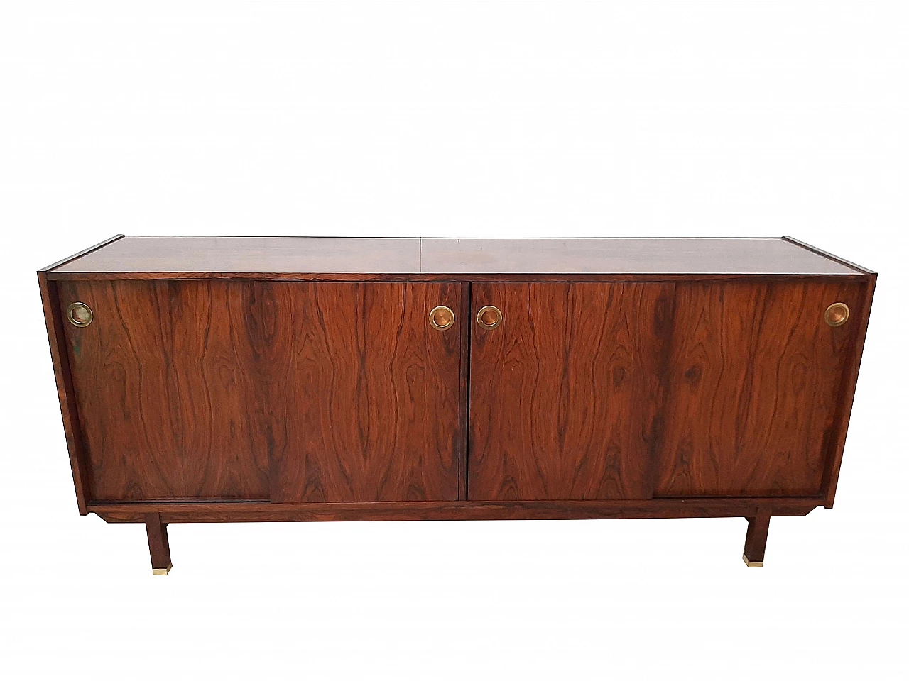Credenza in palissandro del Brasile e ottone, anni '60 1252670