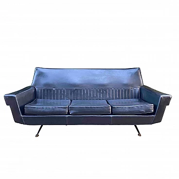 Black leatherette sofa, 1950s